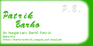 patrik barho business card